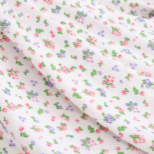 Custom Design Rib Knit Fabric Polyester Digital Print